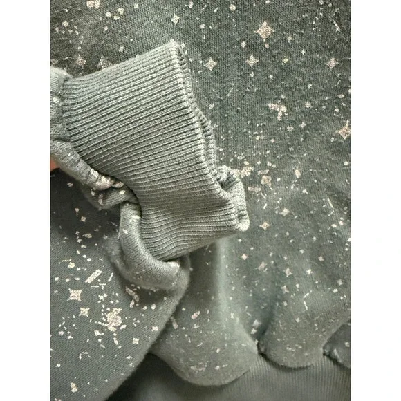 Nike Kids Green Silver Metallic Star Fleck Cropped Crewneck Sweatshirt Medium M - Picture 5 of 9